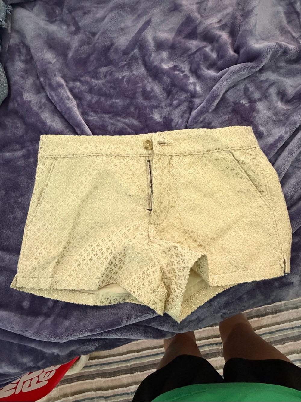 Abercrombie & Fitch Cream Lace High-Waist Shorts